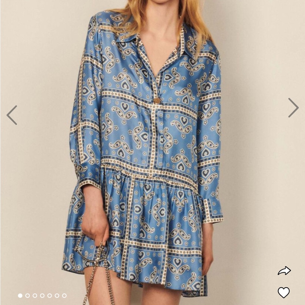 Sandro paris printed silk dress